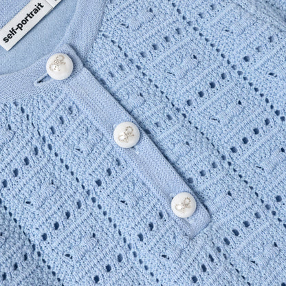 Blue Pointelle Knit Dress