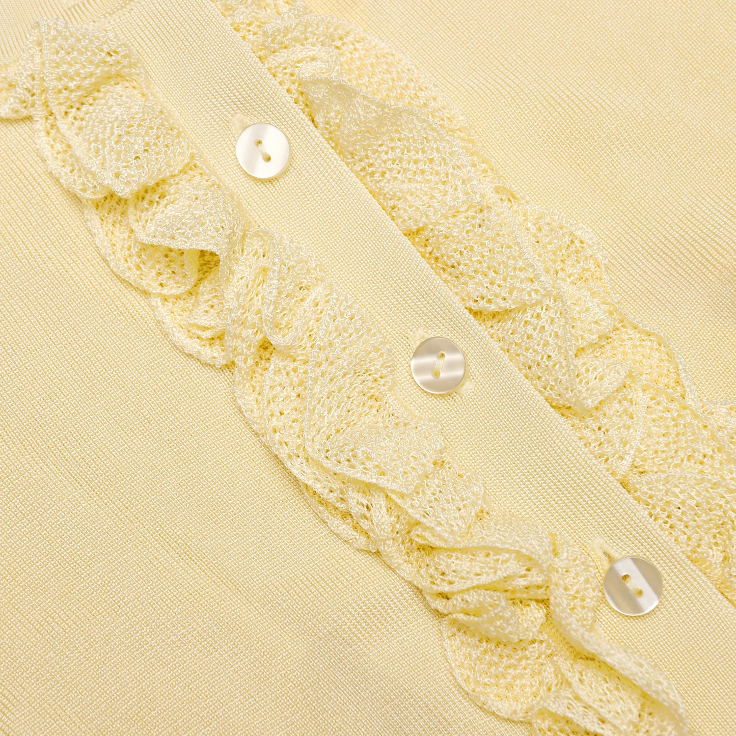 Yellow Viscose Knit Ruffle Midi Dress