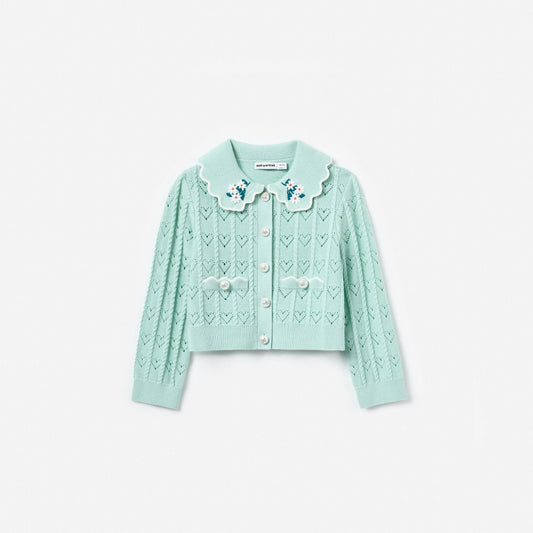 Mint Heart Knit Cardigan