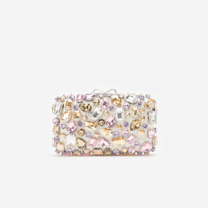 Multi Crystal Embellished Clutch Bag