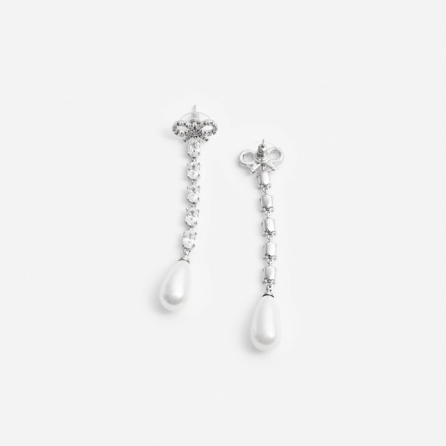 Bow Pearl Droplet Earrings