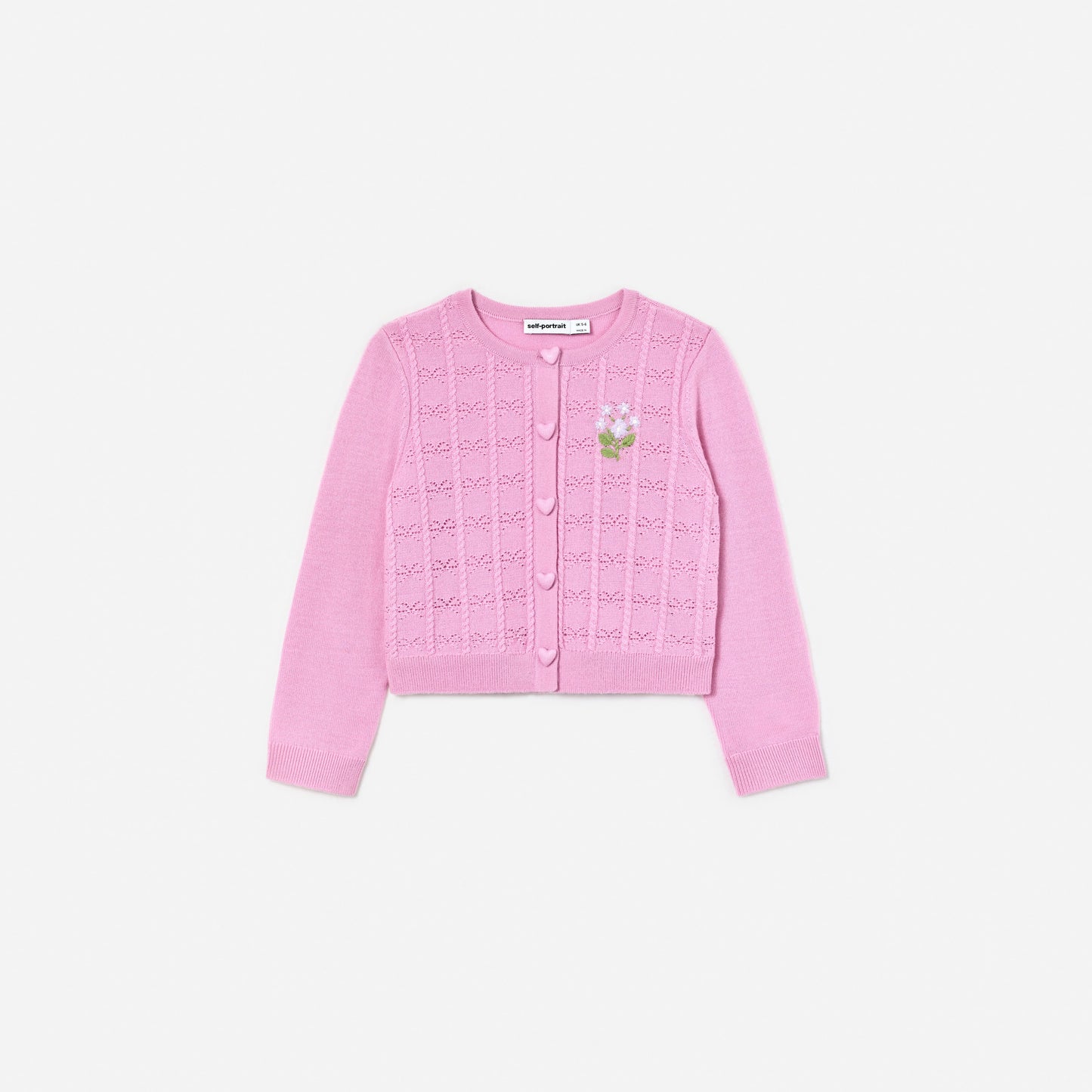 Pink Bow Pointelle Knit Cardigan