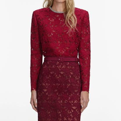 Burgundy Lace Crystal Top