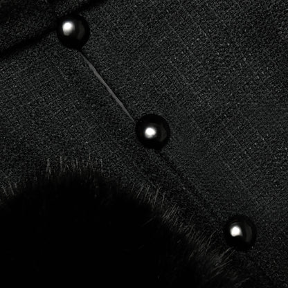 Black Boucle Faux Fur Cuff Jacket