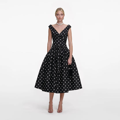 Black Cotton Midi Dress