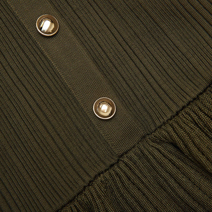Khaki Bandeau Knit Midi Dress