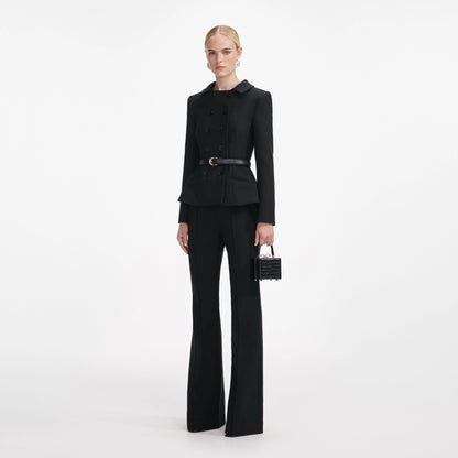 Black Wool Double Breasted Jumpsuit