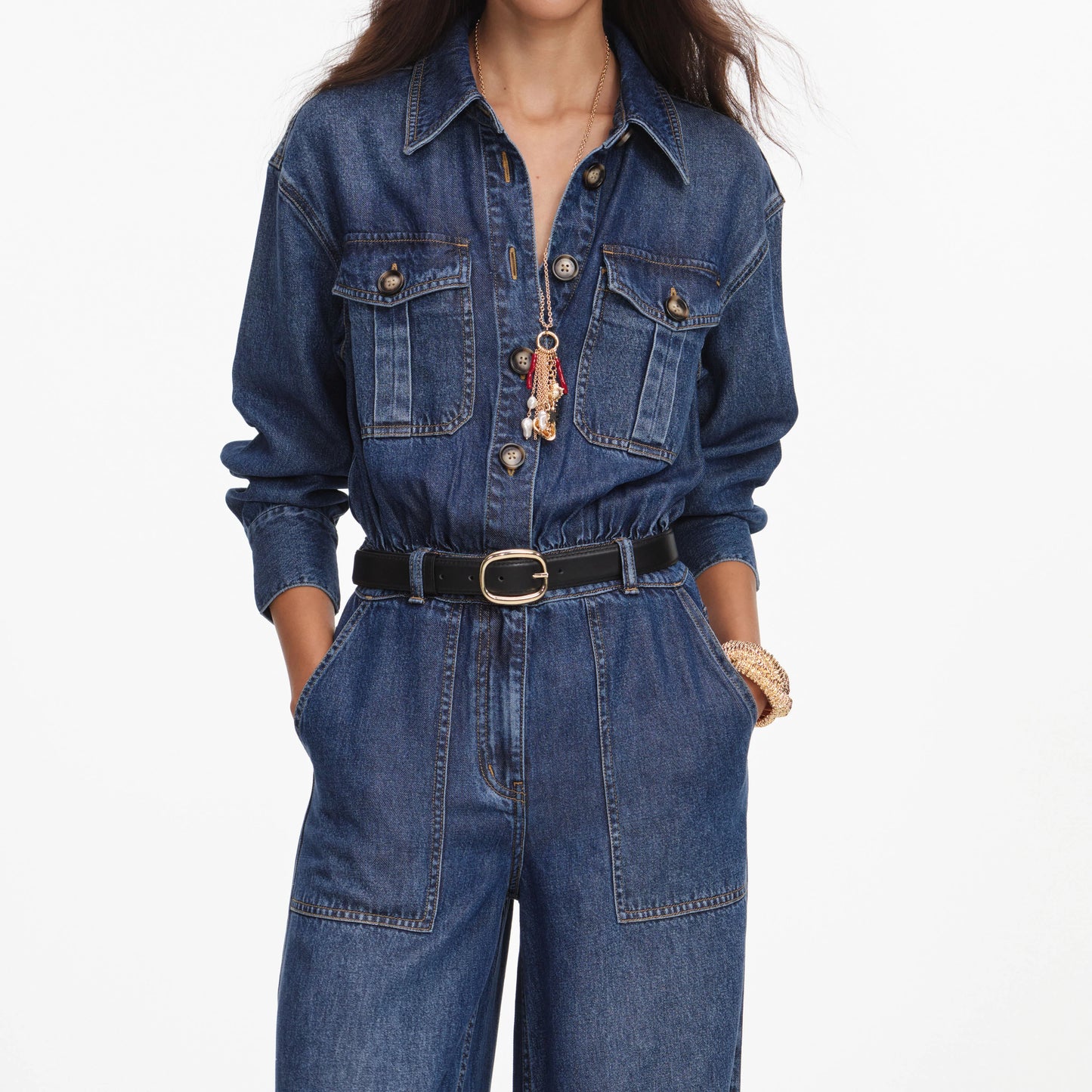 Denim Relaxed Fit Jumpsuit