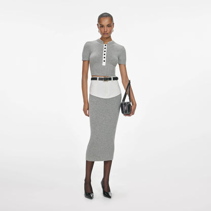 Grey Short Sleeve Knit Top