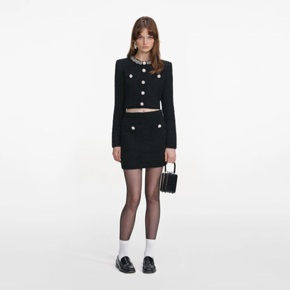 Black Crystal Trim Cardigan