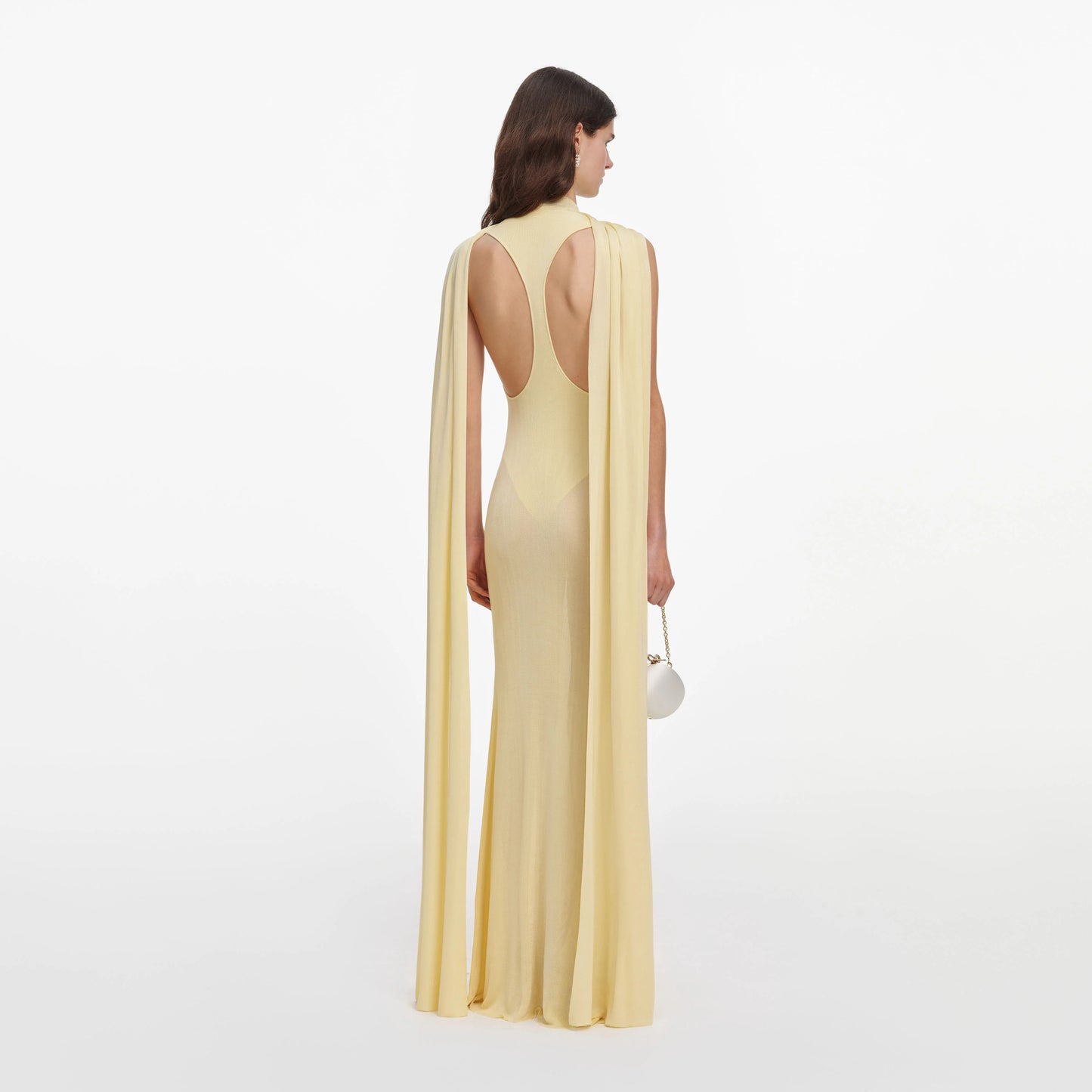 Yellow Viscose Knit Scarf Maxi Dress