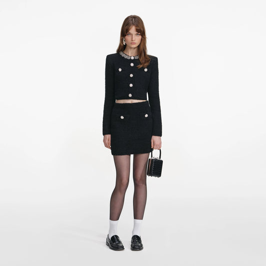 Black Knit Mini Skirt