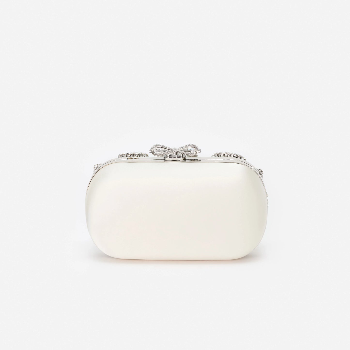 Cream Satin Multi Crystal Clutch Bag