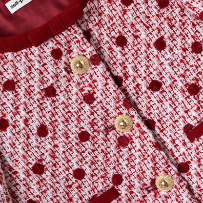 Burgundy Polka Dot Boucle Jacket