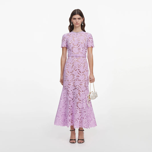 Lilac Lace Midi Dress