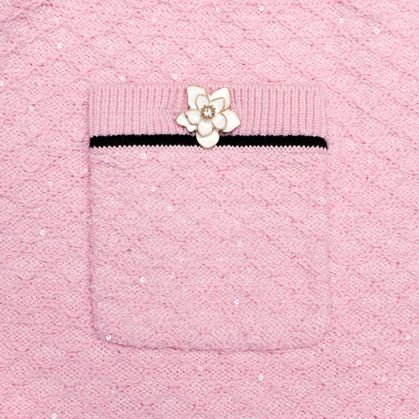 Pink Flower Knit Mini Skirt