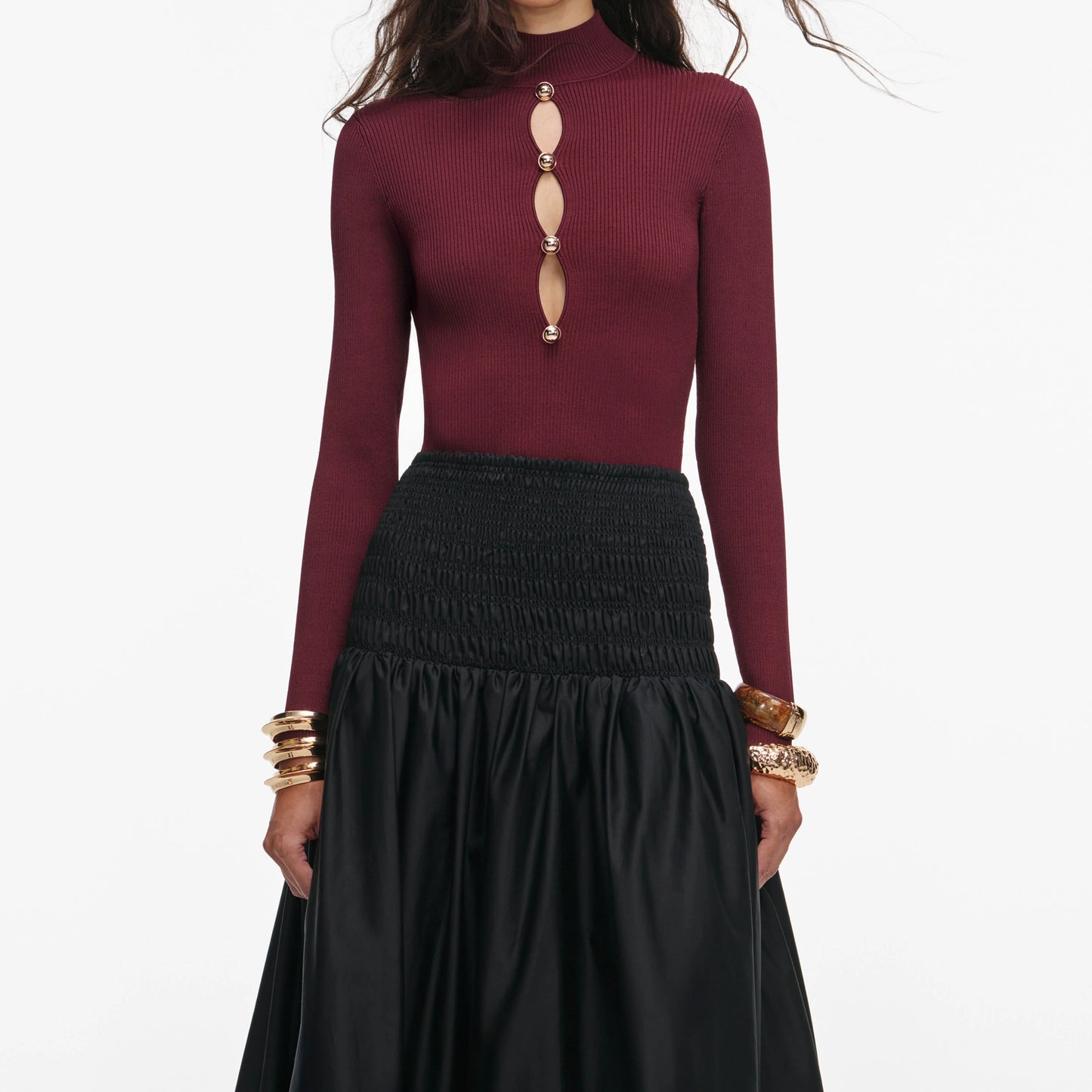 Burgundy Keyhole Knit Top