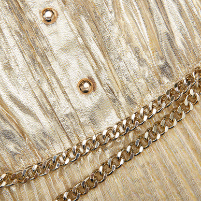 Gold Metallic Sleeveless Midi Dress