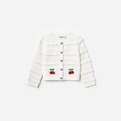 Cream Cherry Motif Cardigan