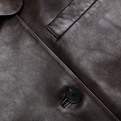 Brown Cropped Leather Jacket