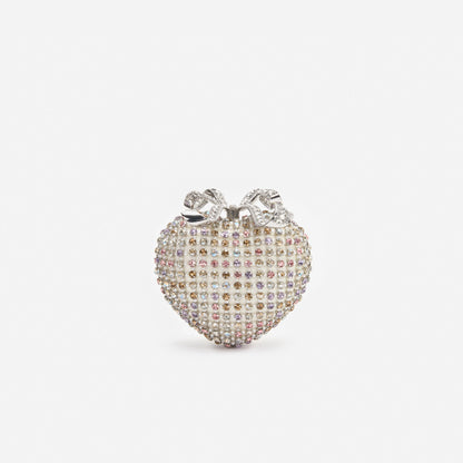 Multi Crystal Heart Clutch Bag